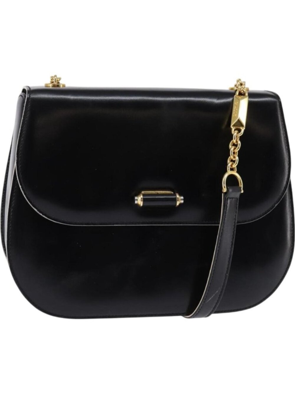 BALLY Shoulder Bag Leather Black Gold